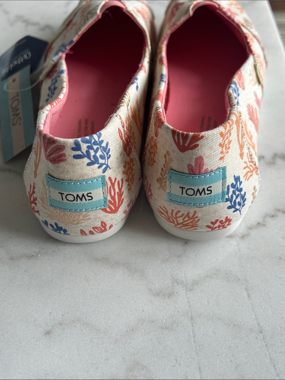 NEW Toms Women's Alpargata White Coral Reef Ortholite Slip On Size 7.5 - Picture 4 of 6